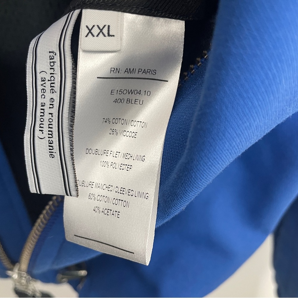 AMI Alexandre Mattiussi Mens Bomber Jacket Cobalt Blue Size XXL - Picture 4 of 6